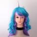 Gazechimp Women's Long Curly Wave Wig - Colorful Synthetic Hair with Silver Horn | International Shipping - Buy Online on GoSupps.com