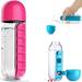 Pill Box Cup Organizer with Water Bottle 2 in 1 Water Bottle with Pill Organizer Case 600 ML Daily Medicine Storage Box and Water Bottle Combination Medication 7 Day Cup Holder for Sport Travel Rose