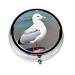 Cute Seagullround Pill Box 3 Compartment Round Pill Box Organizer &Portable Travel Pill Box for Traveling.