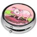 Buy Pink Piglet Round Pill Box - 3 Compartment Portable Travel Organizer for Easy Medication Management - Buy Online on GoSupps.com