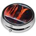 Kilauea Volcano Round Pill Box - 3 Compartment Mini Decorative Travel Organizer for Vitamins & Medicine | Portable Black Pill Case - Buy Online on GoSupps.com