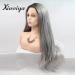 Xiweiya 24-Inch Long Gray Lace Wig | Heat Resistant Nature Wave Synthetic Lace Front Wig for Women - Soft Mermaid Hair Replacement - Buy Online on GoSupps.com