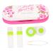 Healeved 2 sets double -layer glasses case terrarium for children sweet glasses case children glasses case lensing lens solution bottle glasses holder case practical contact holder 16.5x7x5.5cm pink