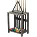 MyGift Vintage Gray Solid Wood Billiards Pool Cue Rack Floor Stand with Ball and Chalk Storage Holder Slots