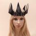 KIPETTO Gothic Leather Crown Black Halloween Costume Headdress Adjustable Gothic Headband for Halloween Masquerade Wedding Birthday Party - Buy Online on GoSupps.com