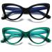 Hubeye 2 Pairs Cat Eye Anti Blue Glasses for Women Oversized Blue Light Computer Readers Fashion Cute Ladies Eyeglasses 2 Cat Eye - 4 0.0 Diopters