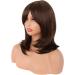 MapofBeauty 18 Inch/45 cm Layered Bangs Straight Synthetic Fiber Shoulder Length Hair Daily Use Wig (Brown) - Buy Online on GoSupps.com