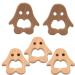 Alenybeby 2 Pieces Bio Wood Penguin Teether | Natural Beech Wood Handmade Gripping Pattern Eco-Friendly DIY Pacifier Chain Trailer - Buy Online on GoSupps.com