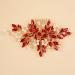 BERYUAN Pearls Rhinestone Flowers Hair Comb Red Teardrop Crystal Rhinestone Wedding Headband Gold Bride Headband Crystal Rhinestone Pearls Wedding Headpiece for Women Girls (RED) - Buy Online on GoSupps.com