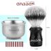Anbbas 3in1 Vegan Synthetic Badger Hair Shaving Brush Set - Stainless Steel Bowl & Brush Holder Stand for Men in Silver - Buy Online on GoSupps.com