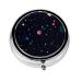 Colored dots Portable Metal Pill Box Round Mini 3-Compartment Plastic Insert hinged Fastening Design Suitable for Small Pills Must-Have for Travel Black