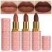 3 Pcs Matte Velvet Lipstick for Women Set Nude Long Lasting Matte Lipstick 24H Waterproof for Girls Natural Lip Makeup Matte Non-Stick Lipstick Makeup for Women labiales magicos 24 horas originales N04+N05+N06