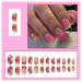 24 Pcs Medium Square French Fake Nails | Acrylic Colorful Flower Designs | Glossy Full Cover False Nails | Manicure Decorations for Women and Girls - Buy Online on GoSupps.com