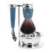 M HLE Rytmo shaving set - compatible with Gillette blades Black Fibre brush holder with bowl - precious resin handle petrol - vegan