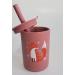 Silicone Toddler Training Cup with Straw - Non-Slip, BPA-Free, Unbreakable - Dusty Rose w/ Fox - Buy Online on GoSupps.com