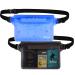 AiRunTech Waterproof Pouch with Waist Strap (2 Pack) | Beach Accessories Best Way to Keep Your Phone and Valuables Safe and Dry | Perfect for Boating Swimming Snorkeling Kayaking Beach Pool Grey+Blue