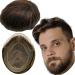 Real hair toupet for men yanahair smooth hair thin French tip bleached node natural hairline poly skin wigs skin hair system European wig man (10x8 " #2 deep brown)