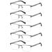 EYECEDAR 5-Pack Reading Glasses for Men Metal Gunmetal Half Frame Spring Hinges Eyeglasses Readers 2.00 Metal Grey 2.0 x