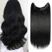Silk-co 24 inch Wire in Hair Extensions One Piece Hairpiece Sythetic Hidden Elastic Long Straight Half Head Black