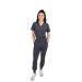 Green Town Women's V-Neck Tuck-In Top/Slim Fit Jogger Yoga Pant Scrub Set Medical Nursing GT 4FLEX Top and Pant Medium Pewter