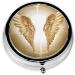 Angel Wing Mini Round Pill Box - 3 Compartment Travel Pill Organizer | Portable Medicine Case for Home & Office - Buy Online on GoSupps.com