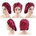 Ladaypoa 2-Piece Long Satin Hair Hood | Silky Sleeping Cap for Long Curly Hair Protection | Extra Large Black & Red - Buy Online on GoSupps.com