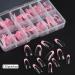 Buy French Tip Press On Nails - Pink Coffin Short Stick On Nails | Y2K Design Full Cover Soft Gel Tips - 12 Sizes Available - Buy Online on GoSupps.com
