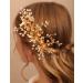 Deniferymakeup Gold Flower Hair Comb Leaf Hair Piece Crystal Rhinestone Bridal Hair Accessory for Wedding Women and Girls - Buy Online on GoSupps.com