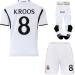PraiseLight R. Madrid Toni Kroos #8 Home Kids Jersey 2023/2024 Soccer Shorts Socks Set Youth Size 26 (8-9 years) White