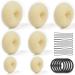 Bread maker hair knot ring style bun manufacturer set donut hair knot maker for chignon hair (1 extra -hood 2 large 2 medium and 2 small) 5 pieces of hair hub tapes 20 pieces hairpins blonde