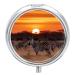 Round Pill Box Africa Sunset Zebra Print 3 Compartment Medicine Pill Case Print Pill Organizer Decorative Metal Portable Pill Box Pocket Pill Box