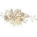Gold Crystal Bridal Wedding Hair Comb - Sparkly Pearl Rhinestone Hair Accessory - Buy Online on GoSupps.com