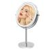 Makeup Mirror with Lights and Magnification1X/10X Height Adjustable 8 Vanity Mirror with Lights 3 Color Dimmable Rechargeable Double Sided 360 Rotation Touch Lighted Makeup Mirror Gifts for Women Silvery 8 Inch
