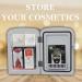 Portable Mini Fridge with Cold & Heat Functions, 4L Capacity, Mirror Door, LED - White | Home & Car Adapters | Ideal for Cosmetics, Skincare, Fresh Food, Soda - Buy Online on GoSupps.com