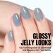 TOMICCA Grey Blue Jelly Gel Nail Polish - Sheer Teal Color, Quick Dry & Soak Off U V Gel Nails for DIY Nail Art - Buy Online on GoSupps.com