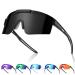 SummerLight Polarized Viper Sunglasses, Wrap Around Sports UV400 Protection Cycling Running Golf Goggles Men Women Black