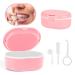 Bite can broken tose prosthesis cleaner denture container braces forced cleaner prosthesis dose of duct boxing box clip box can for denture prosthesis prosthesis denture bath box with strainer pink