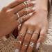 Xerling Silver Rings for Teen Girls Trendy Open Heart Ring Wave Starfish Knuckle Rings Pack Feather Arrow Knot Gothic Ring Set Boho Stackable Finger Rings for Women Girls
