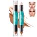 HOSAILY 2 Colors Double Head Contour Stick Highlighter Concealer Pen 2 in 1 Bronzer Contouring Highlight Stick Waterproof Cream Contour Stick Face Brighten Facial Shape Makeup Pencil 02#