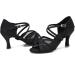 CLEECLI Women's Ballroom Dance Shoes Latin Salsa Cross Strap - Black 3 Inch Heel - Buy Online on GoSupps.com