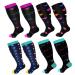 4 pairs of oversize compression stockings women colorful support stockings women medical compression socks elastic nylon breathable travel socks for running sports flight trip 2xl/3xl/4xl