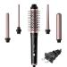 Curling Wand Set - 5 in 1 Curling Wand Set with Changeable Attachment 45W 4 Temperature Levels LCD Display Interchangeable Curling Iron Set US Plug 110V