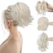 CJL HAIR Claw Clip Short Ponytail Hair Extensions Bendable Metals Messy Bun Hair piece Straight Fake Hairpieces White Blonde 8 inch