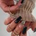 Mouyouglow press on nails medium ballerina nude pink gradient silver glitter sparkly black fake nails artificial nails with nail glue pink ombre shimmer artificial fingernails ... wg4