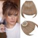 Clip in Bangs Fringe Hair Extensions Thick Full Neat Front Bangs Extension Ombre mix Hair 2 Clips on Bangs Hairpieces Accessories Light Ash Brown mix Bleach Blonde