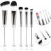 Beadable Makeup Brushes Synthetic Kabki Foundation Blending Brush Face Powder Blush Concealers Eye Shadow Brushes Face Mcsk Shadow Cosmetic Brushes For Girls Silver handle - green pcak hair on white background - Buy Online on GoSupps.com