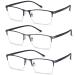 EYEURL 3 Pack Reading Glasses for Men and Women, Rectangular Metal Half Frame Blue Light Blocking Readers Anti Eyestrain 1.25 3 Pack 1.25 x