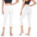 Womens High Waisted Tummy Control Fleece Capri Leggings - Non See Through Yoga Pants - White - Large/X-Large - Buy Online on GoSupps.com