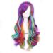 ColorfulPanda Ladies Curly Rainbow Wig | 70cm Synthetic Hair for Costume & Party - Buy Online on GoSupps.com