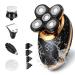 Electric Shavers for Men - 5 in 1 Bald Head Shavers for Men, 5D Floating Cordless USB Rechargeable Rotary Razor Multifunctional Grooming Kit Beard Trimmer Waterproof Wet and Dry with LED Display Gold 5d